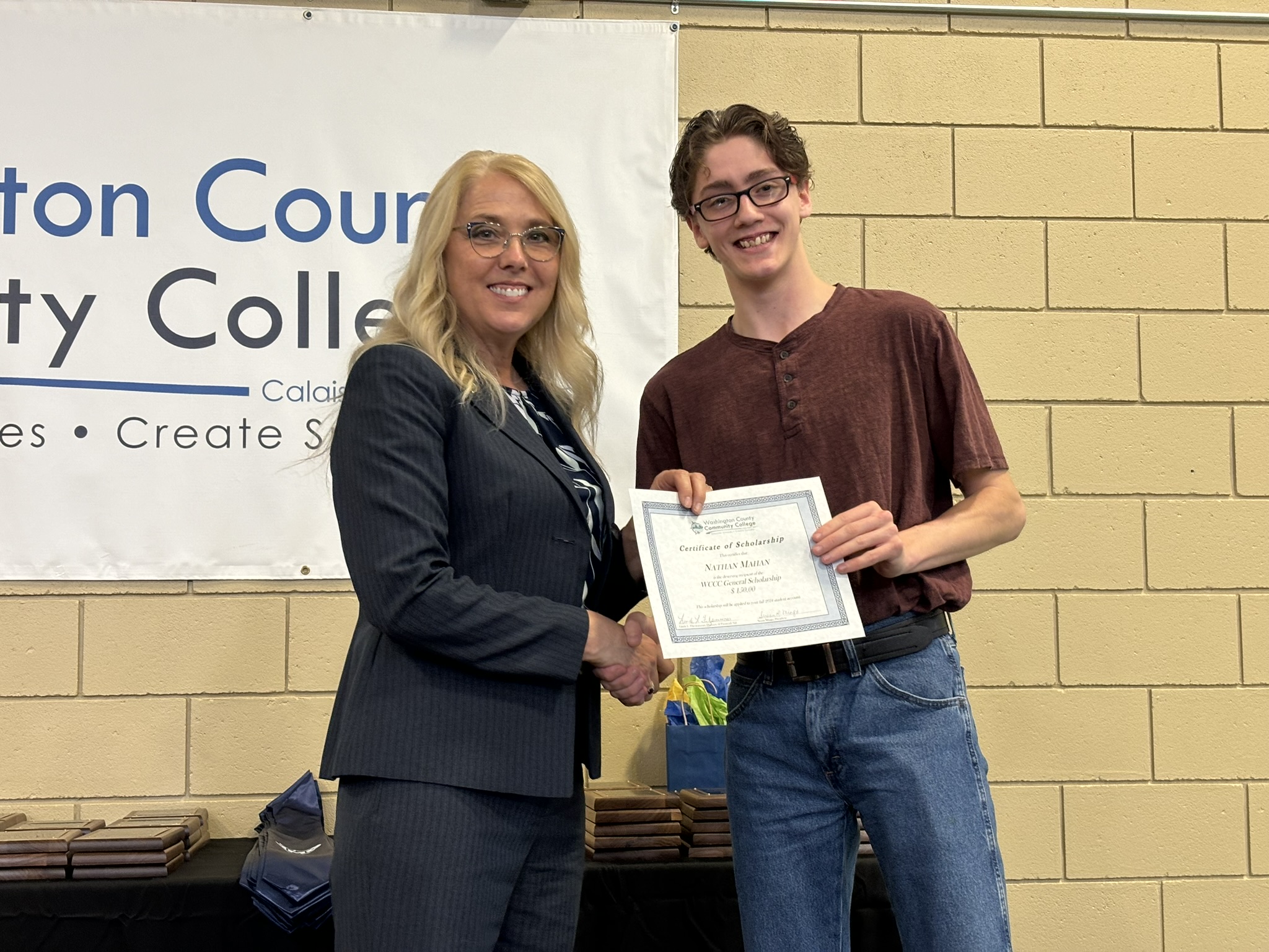 Student Accepting Scholarship