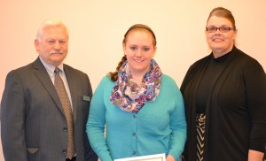 Congratulations to Alecia McIver, WCCC Business Management student, who was awarded the Maine Bankers' Association Scholarship. Left to right - Scott Whitney, Vice President Machias Savings Bank, Alecia McIver, Rhonda French, Business Studies Faculty