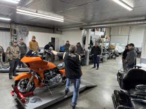 Powersports students visiting Central Maine Harley-Davidson