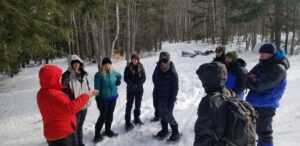 Rob Lemmon, instructor for the Outdoor Leadership degree program at WCCC with students in the field learning how to manage risk in outdoor environments.