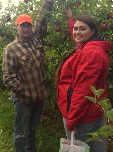 WCCC Students Thomas Merrill and Tabitha Hanson at Treworgy’s apple orchard